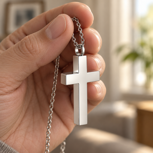 Silver Cross Memorial Necklace | Simple Faith Pendant