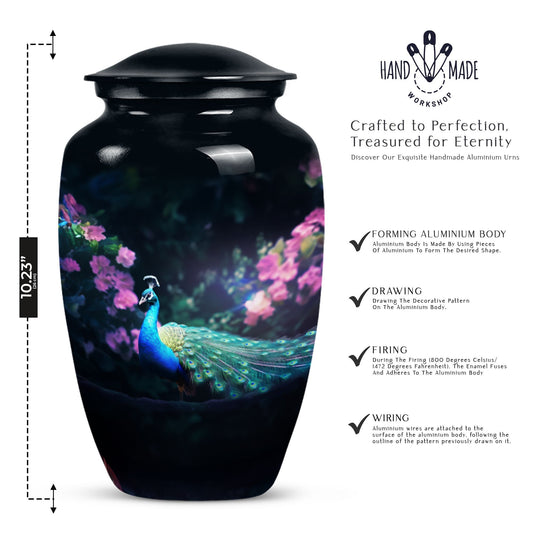 Aluminium Classic Peacock Urn for Cremation Ashes