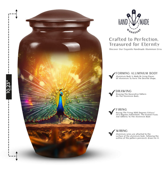 Large classic urn for ashes, peacock urn for cremation.
