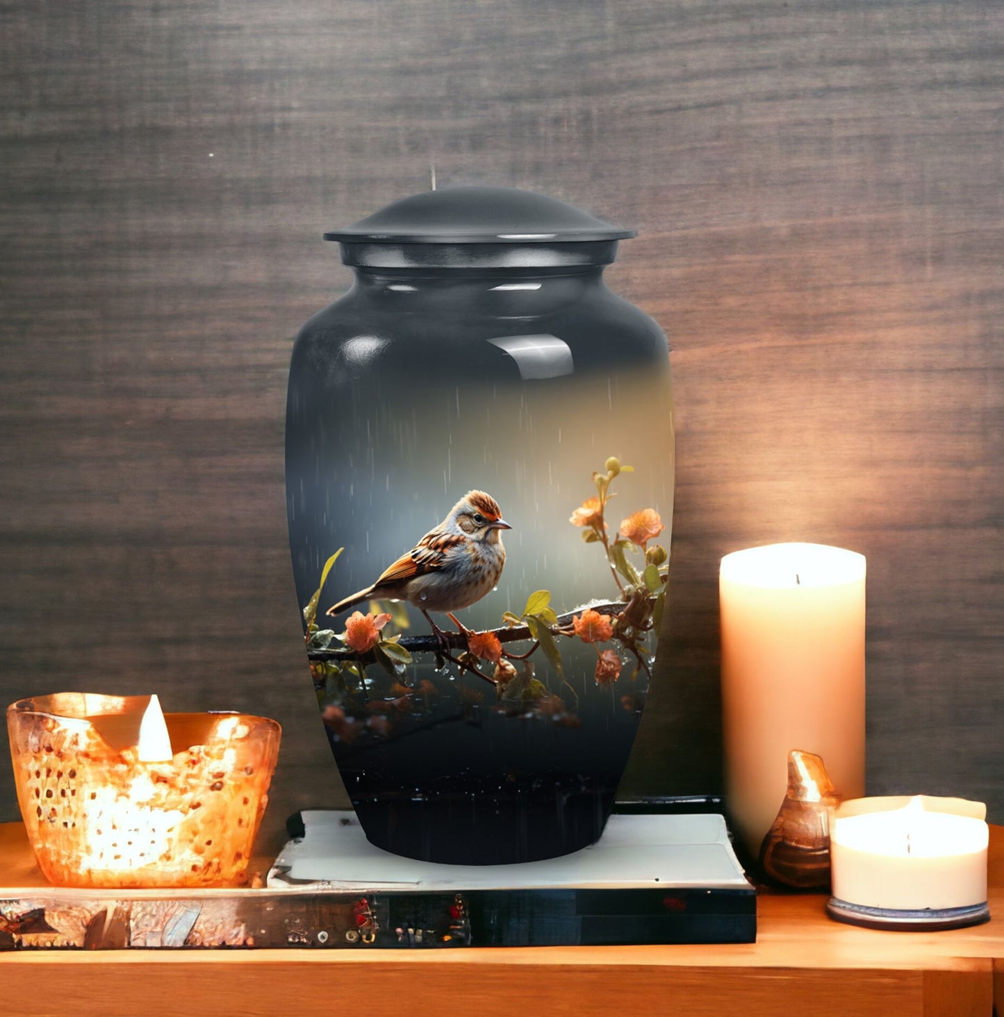 Classic Red Sparrow Cremation Urn for Storing Human Ashes.