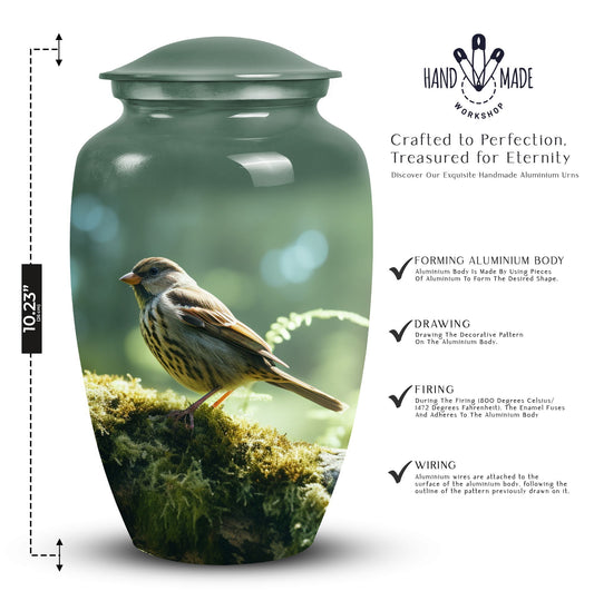 Green Sparrow Classic urn for ashes.