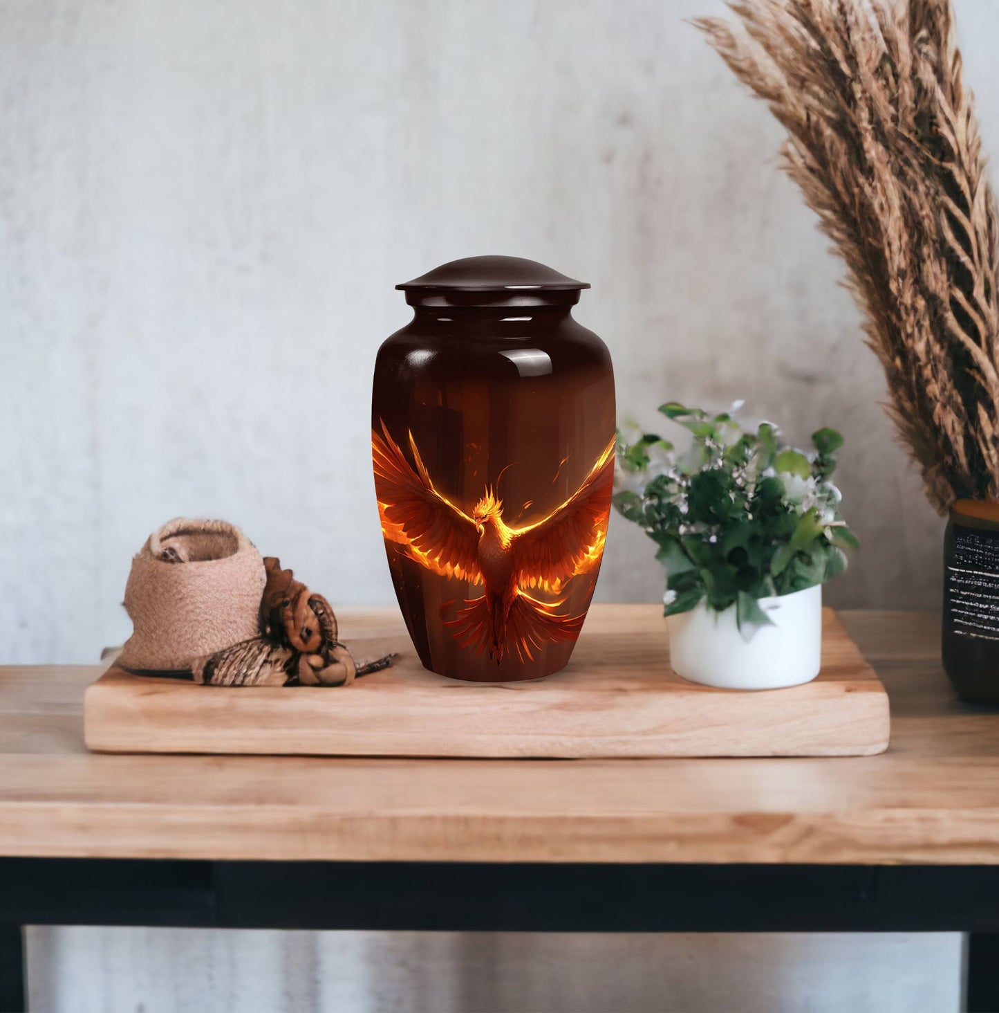 Classic Phoenix Urn, 3-inch Aluminium Cremation Urn.