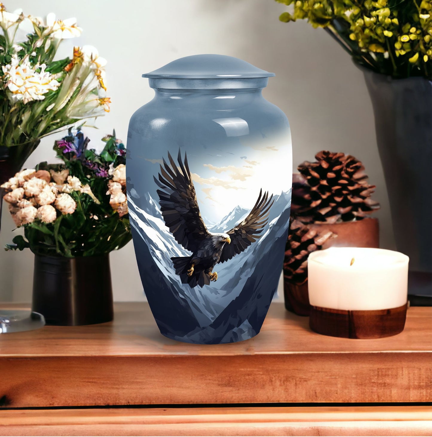 flying eagle urn made of aluminum for storing adults' ashes