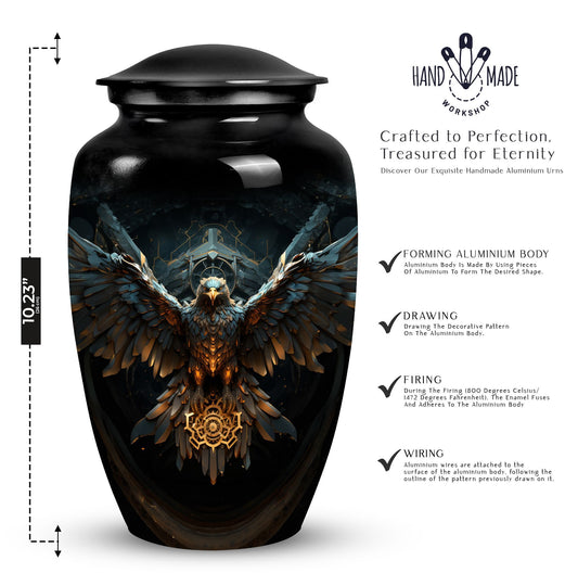 Classic Eagle Guarding Urn, Custom Large Cremation Urn.
