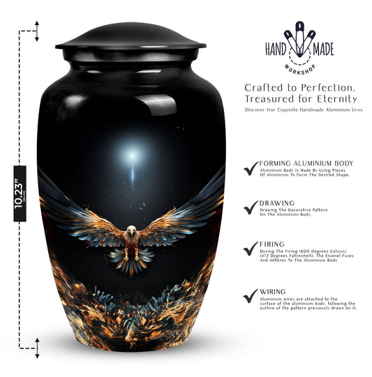 Large Classic Aluminum Eagle Urn for ashes.