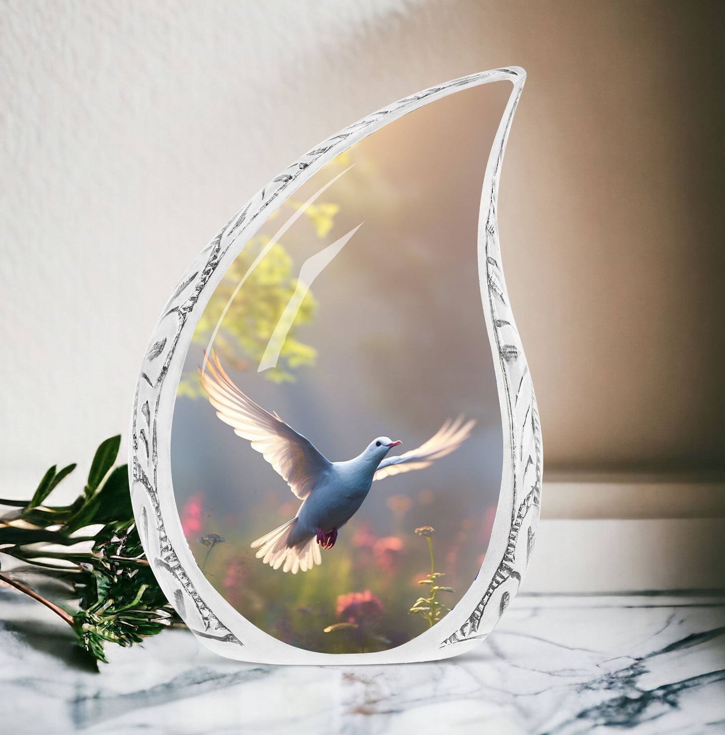 Classic Dove Cremation Urn, aluminium large cremation urn