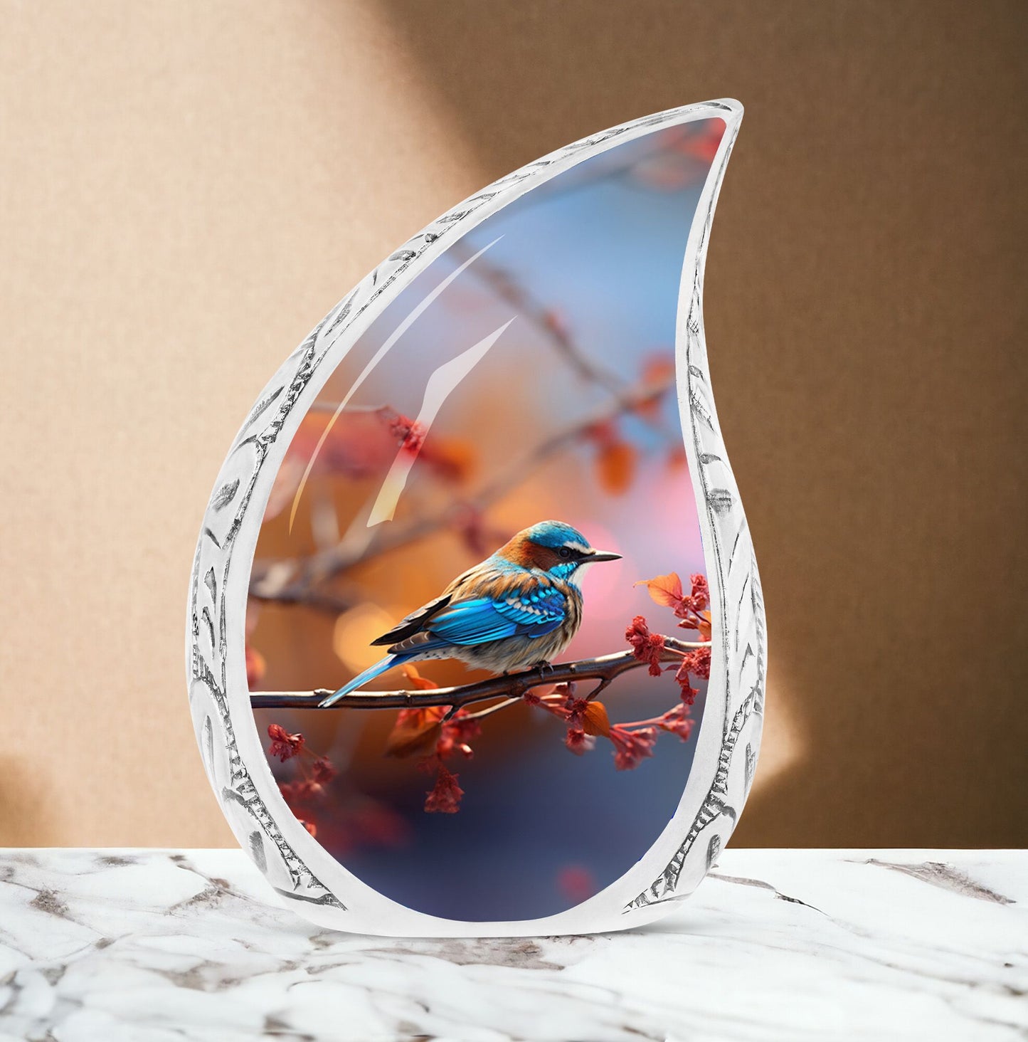 Blue Sparrow Memorial Urn For Storing Cremated Ashes