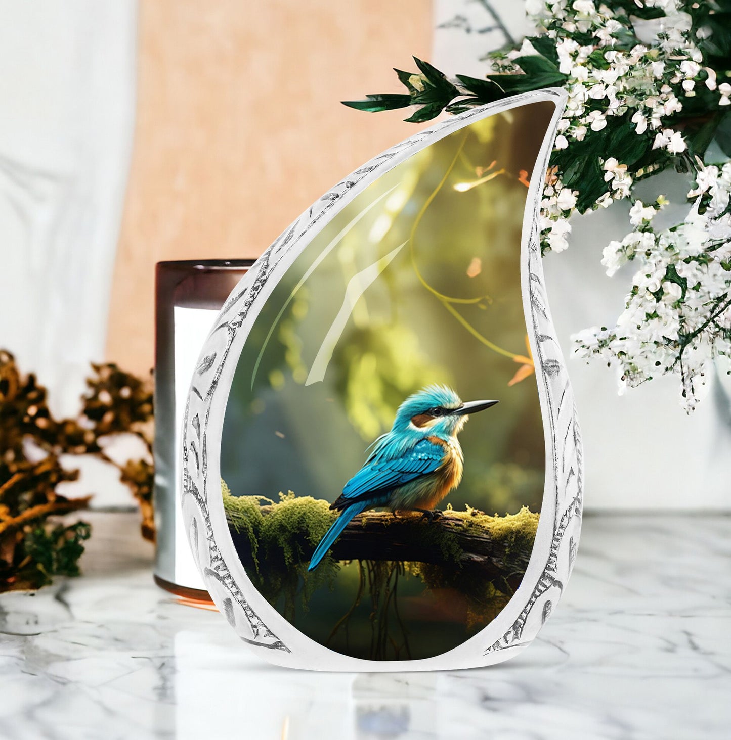 Large Blue Sparrow Classic Urn for Ashes.