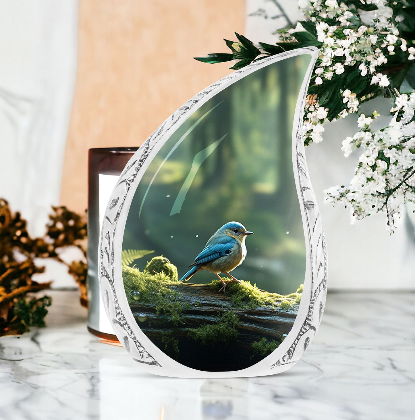 keepsake memorial urn for human ashes, includes velvet pouch