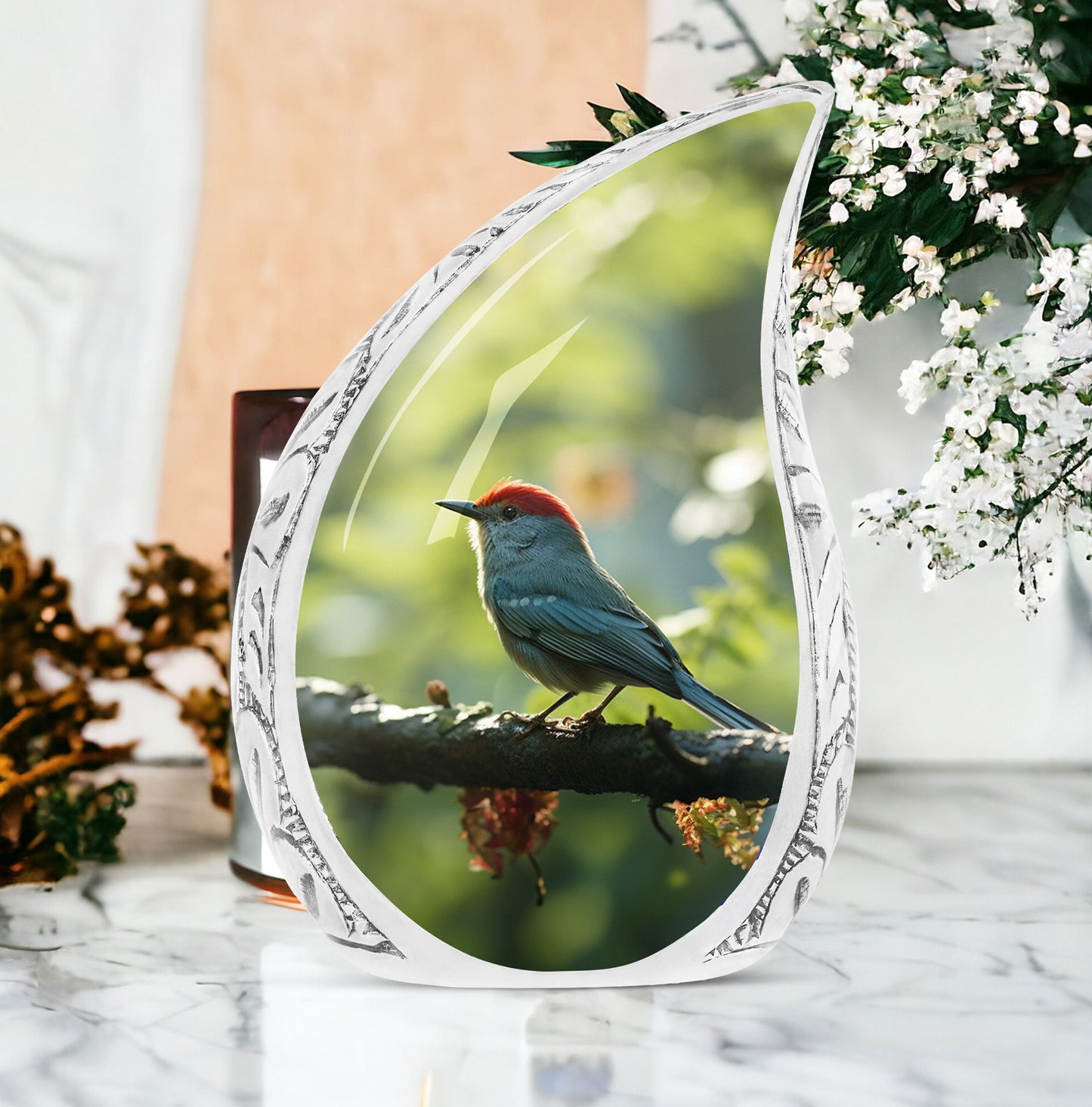 Classic 3 Inch Red Sparrow Urn for Human ashes.