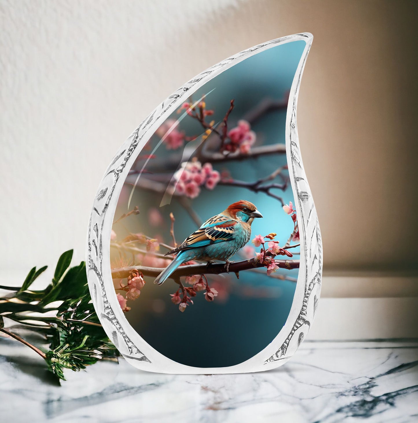 Classic Sparrow Cremation Urn, Personalized Aluminium