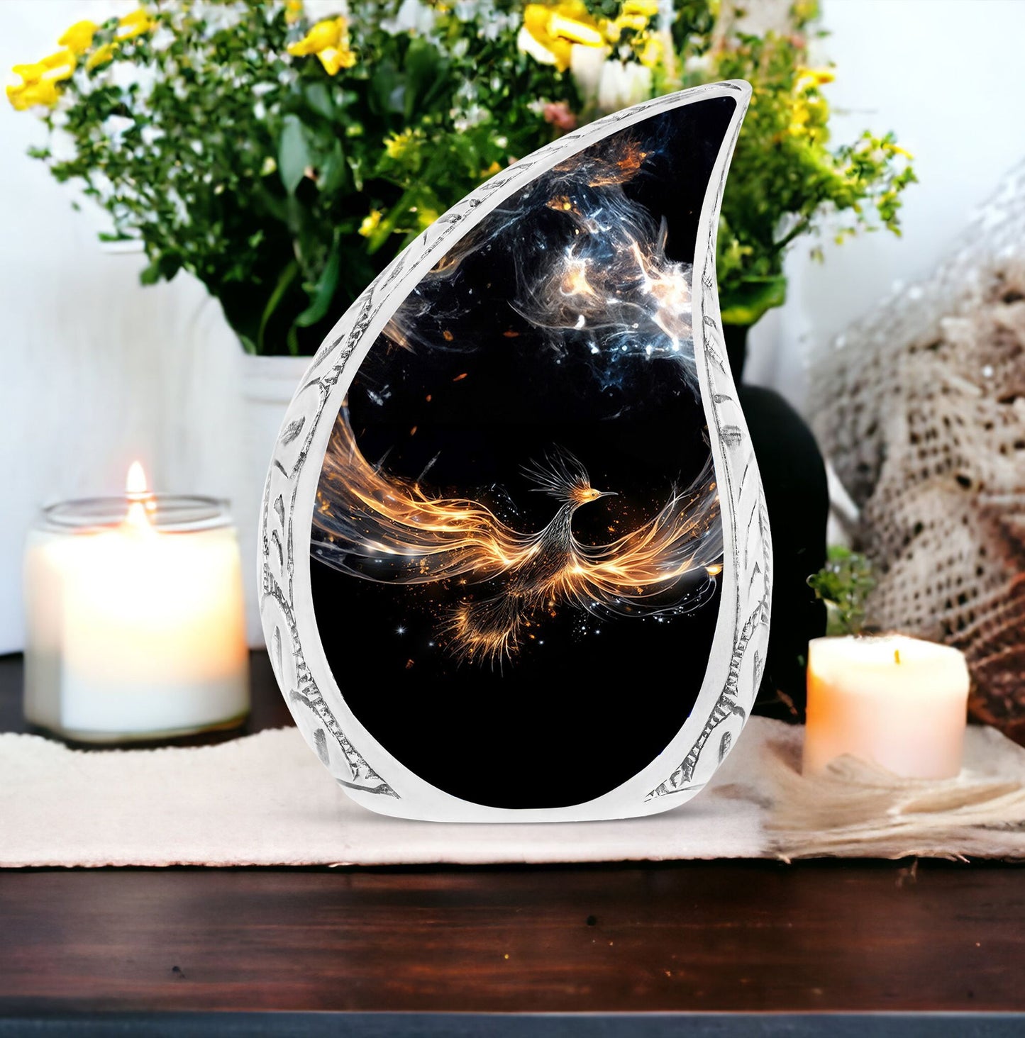 Large Shining Phoenix cremation urn.