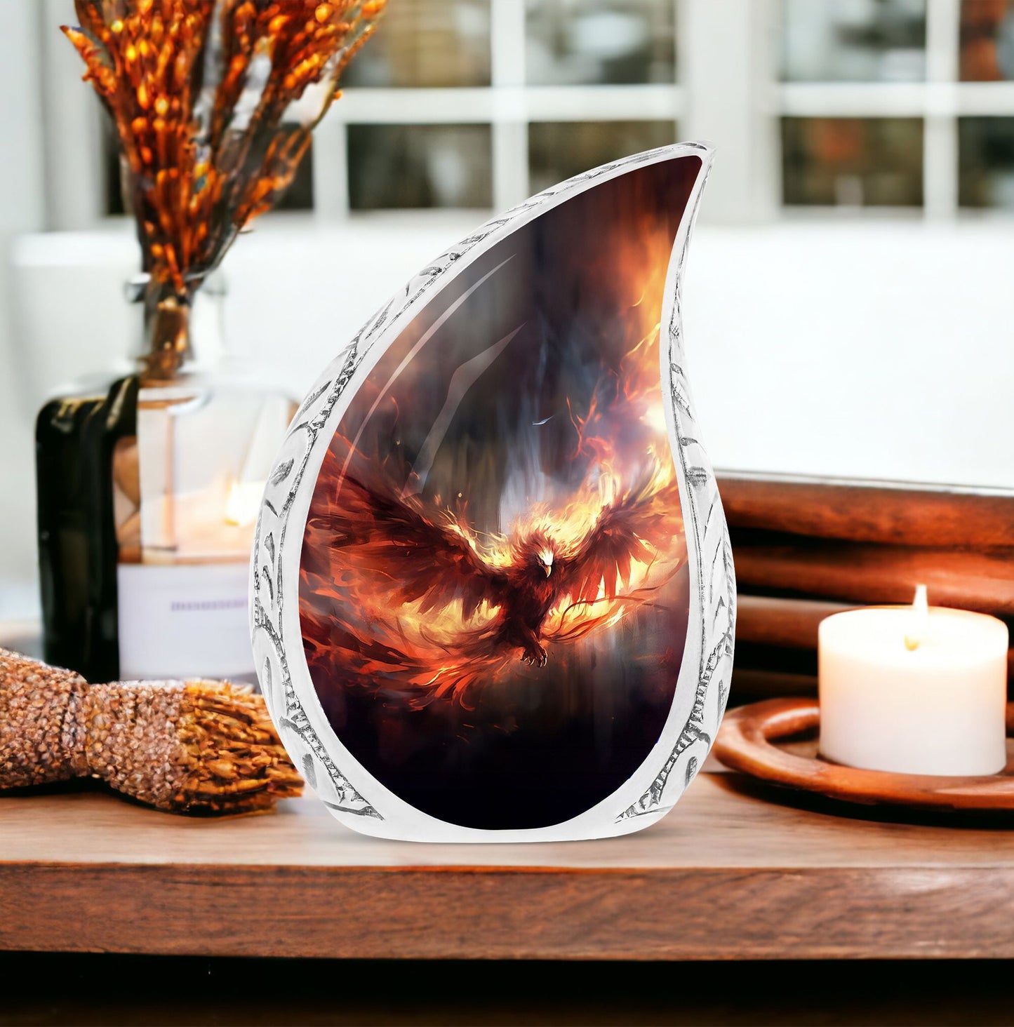 Red Phoenix Cremation Urn for ashes