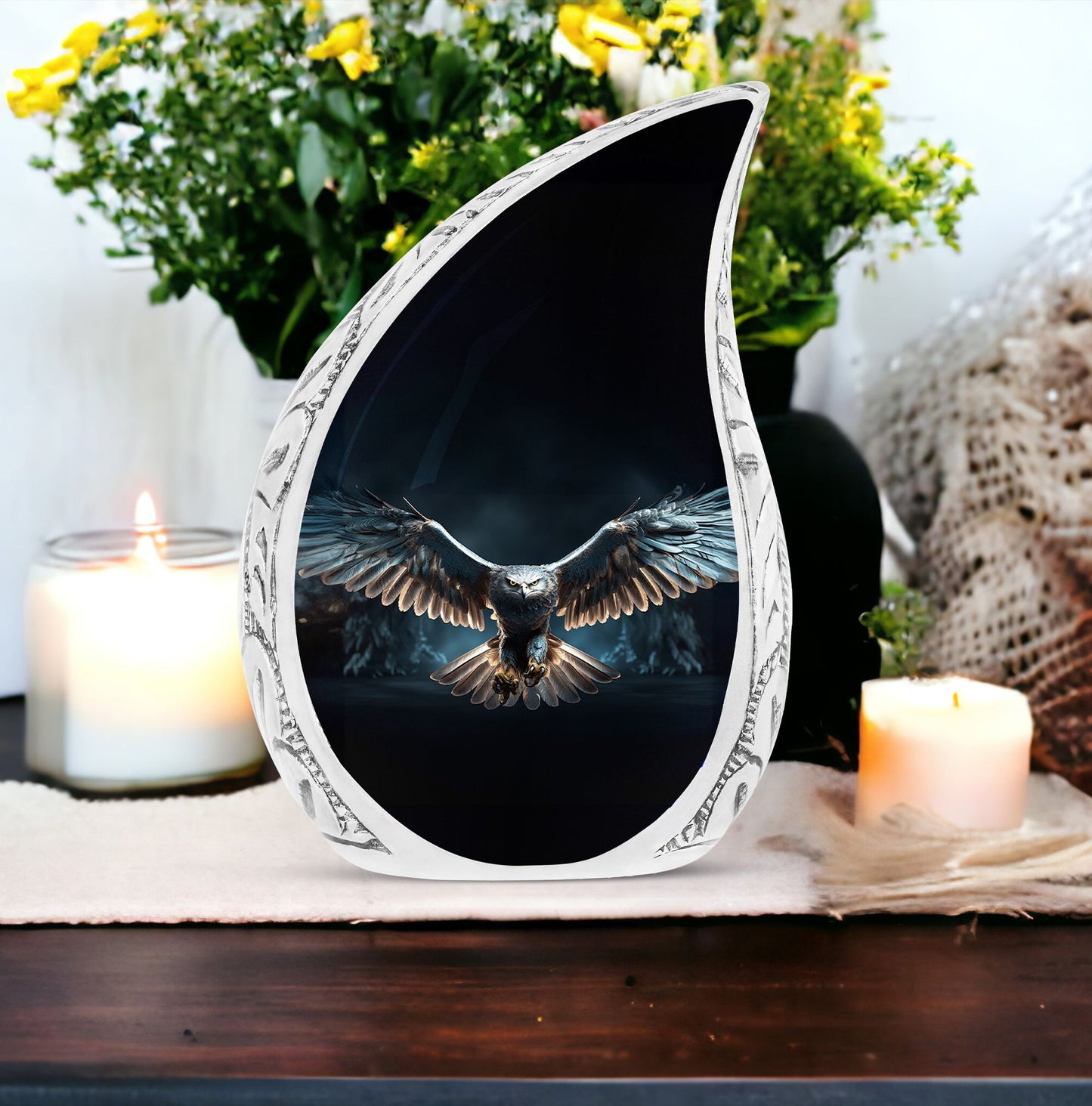 Classic Design Eagle Urn, Personalized Aluminium Cremation Urn.