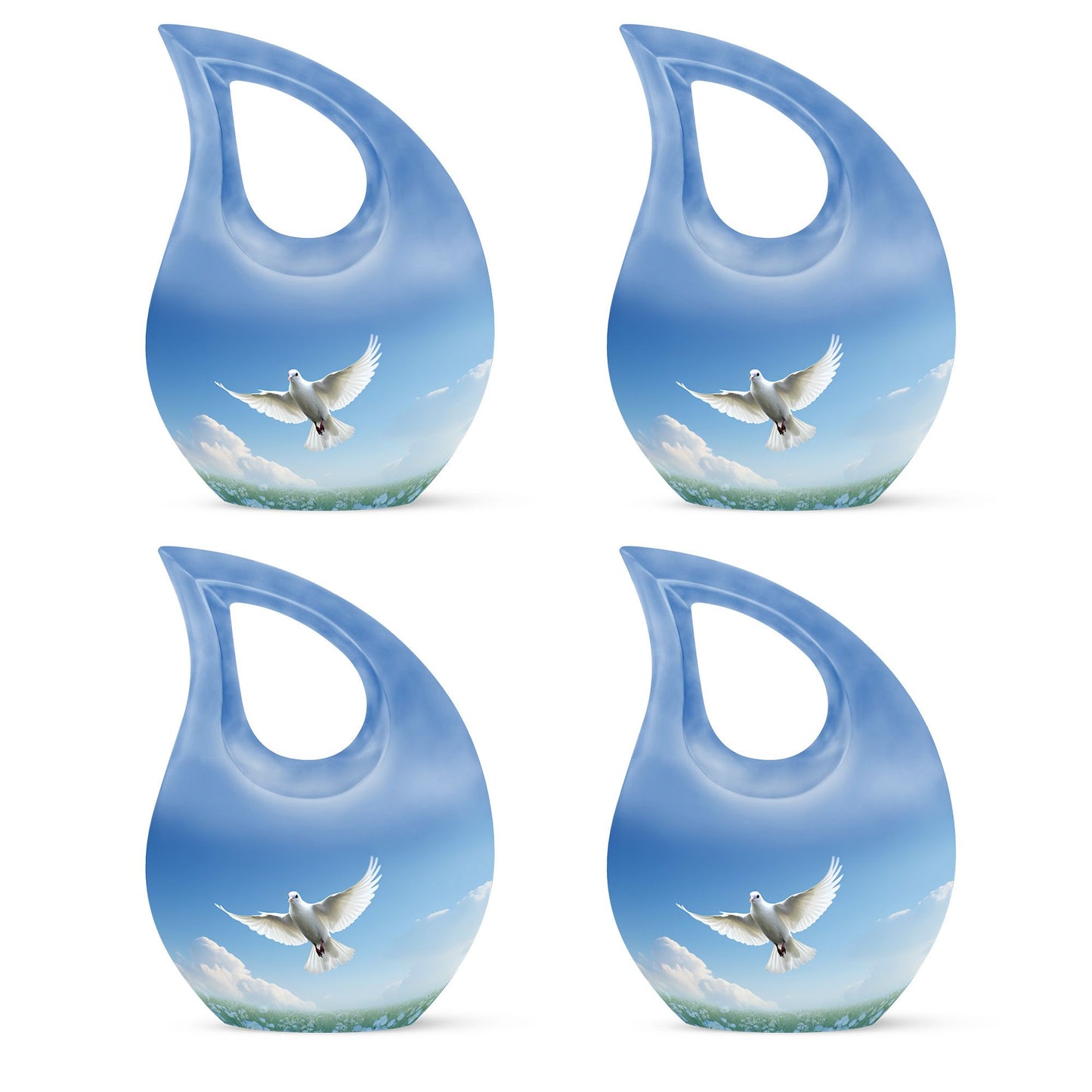 Blue Dove Bird Urn with Cross Drop design, Large