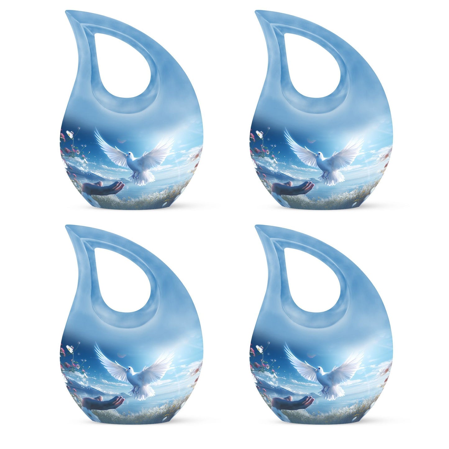 10-inch Dove Bird Urn with Cross Drop design,