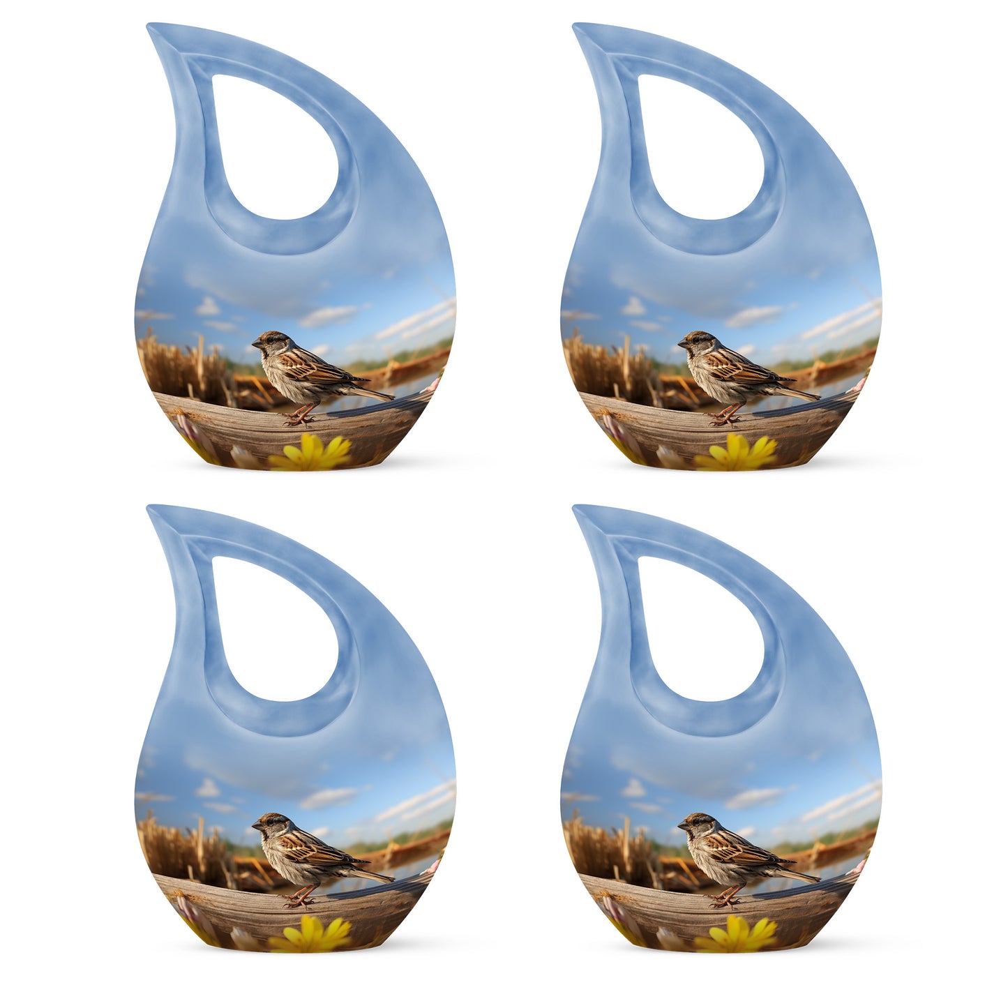 Blue Personalized Bird Cremation Urn for Human Ashes - 10-inch, 3 cu in - Yatskia