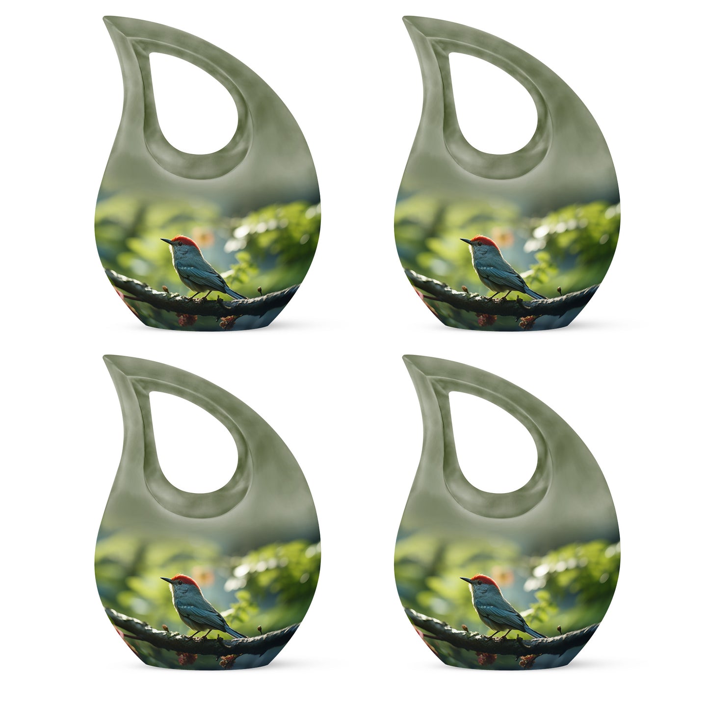 Green Personalized Bird Keepsake Urn for Human Ashes - 10-inch, 3 cu in - Yatskia
