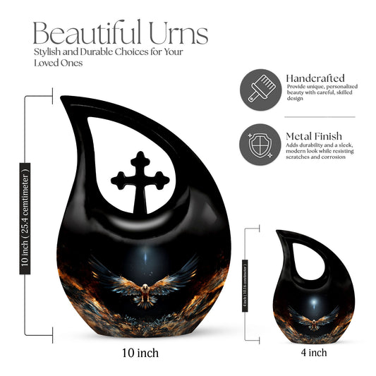 10-inch Extra Large Eagle Urn - a Cross Drop themed large,