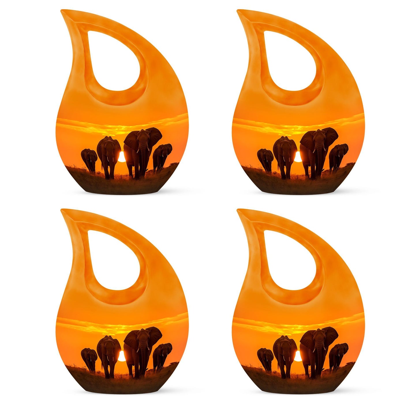 Elephant themed 10-inch large aluminium urn