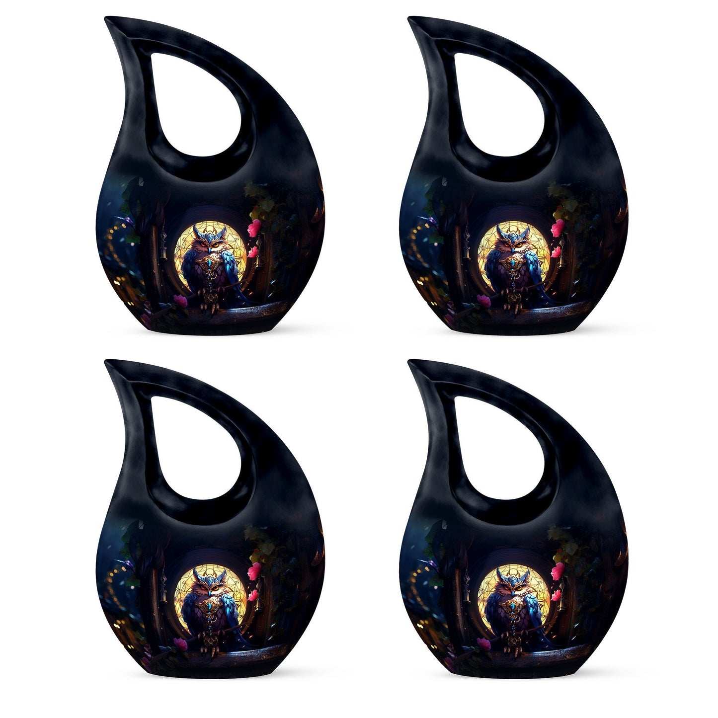10 inch Owl Urn with Cross Drop Design,