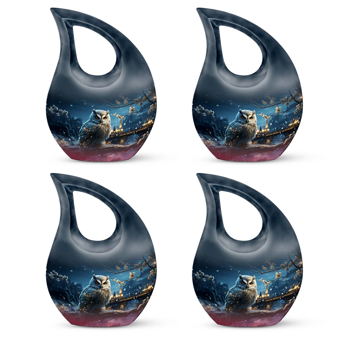 10 Inch Owl themed Aluminum Cross Drop Memorial Urn