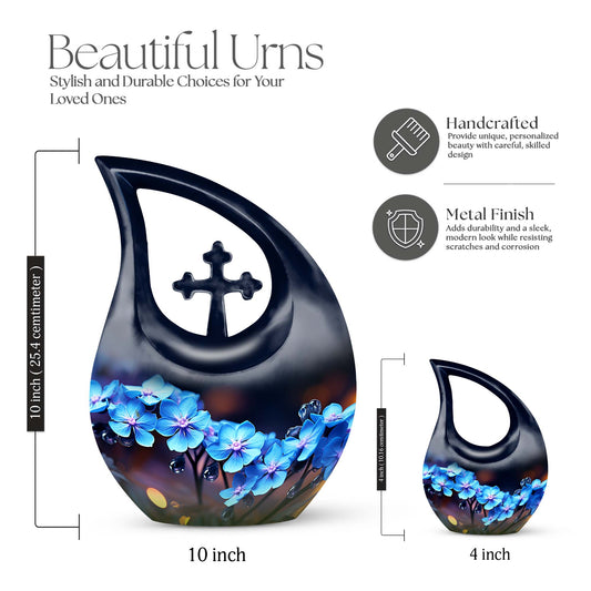 10-inch Aluminium Flower Urn with Cross Drop Design