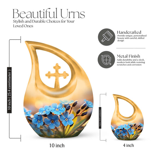 10 inch Flower Urn, Personalized Large Cross Drop