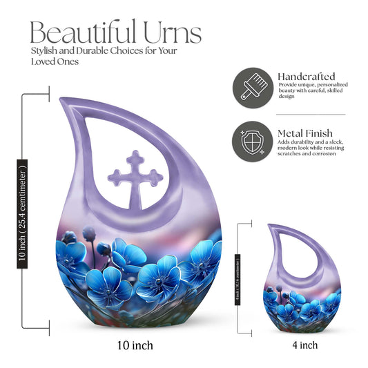 10-inch Flower Urn with Cross Drop Design, Biodegradable