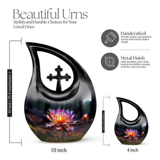 10-inch Lilly Flower Urn with Cross Drop design,