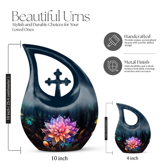 10-inch Lilly Flower Urn, Cross Drop Design, Biodegradable