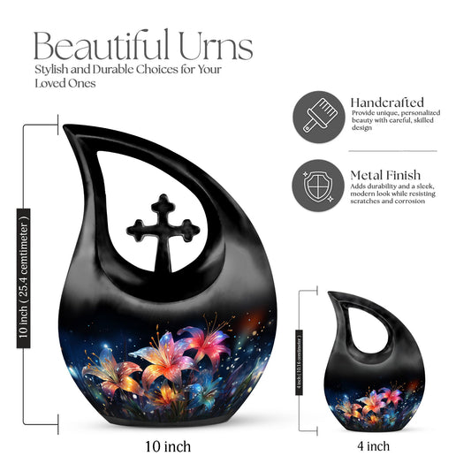 10 Inch Lilly Flower Themed Cross Drop Design