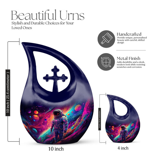 10-inch Astronaut Urn with Cross Drop design