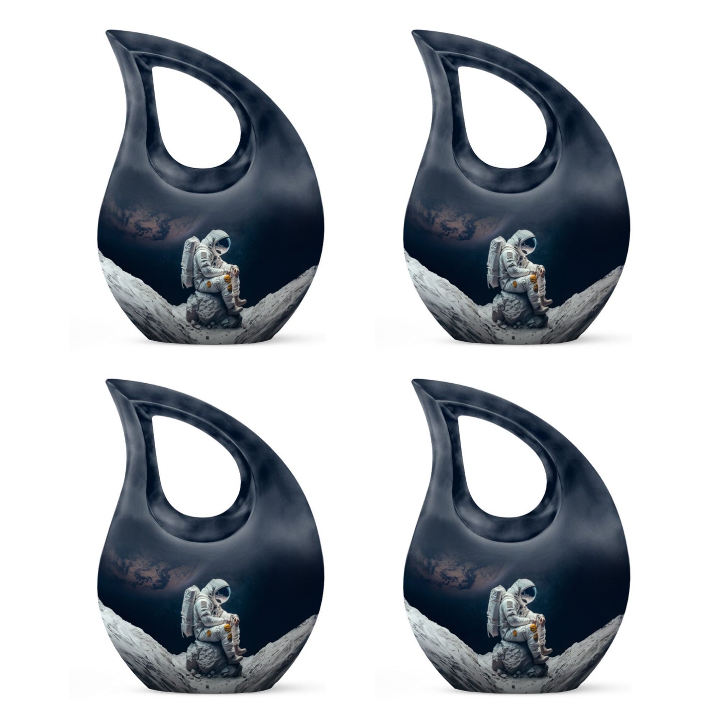Astronaut themed, Cross Drop design, aluminum urn
