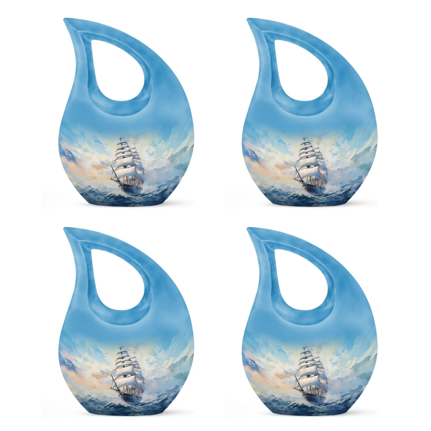 10-inch large ship urn with cross drop design, customizable