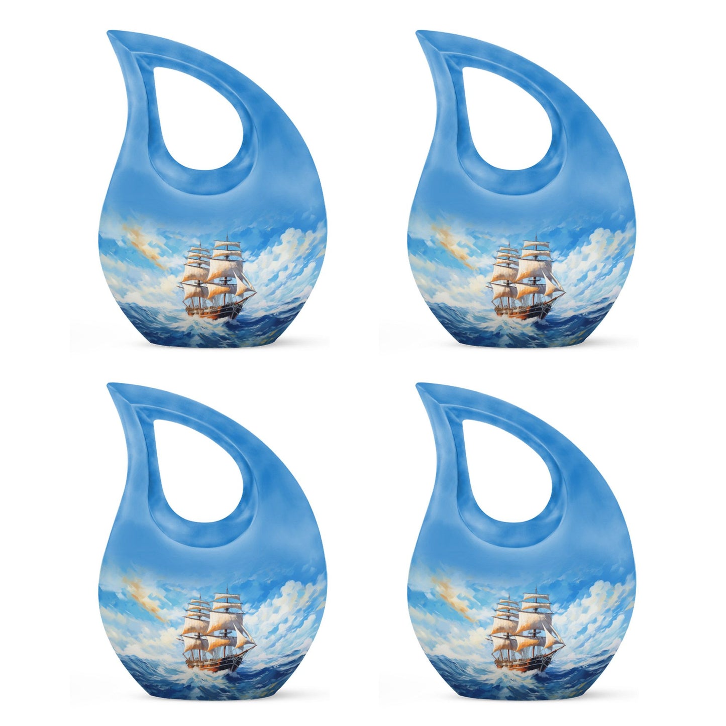 10-inch Ship Urn, Cross Drop Design, Aluminium Cremation Urn