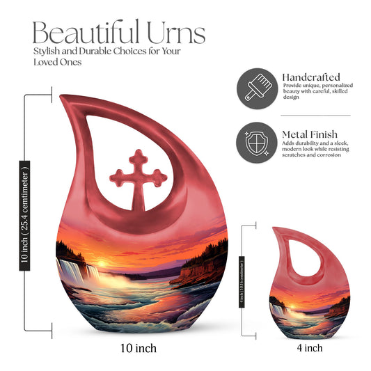 10-Inch River-themed Cross Drop memorial urn