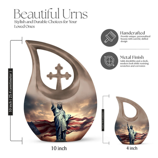 Statue Of Liberty themed large Aluminium memorial urn