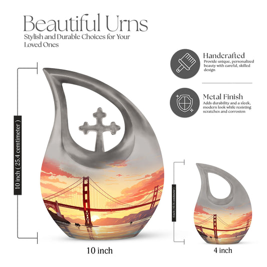 Golden Gate Bridge themed large urn