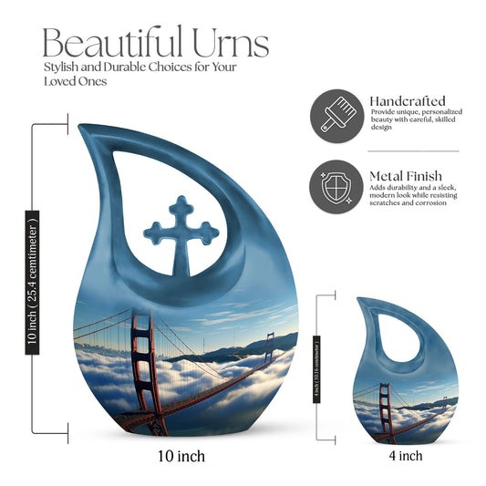 Golden Gate Bridge themed Cross Drop design Large Urn