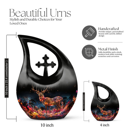 Cross Drop design Deer Urn
