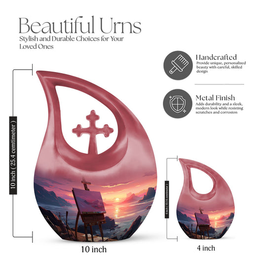 10-inch Wilderness urn with Cross Drop design,