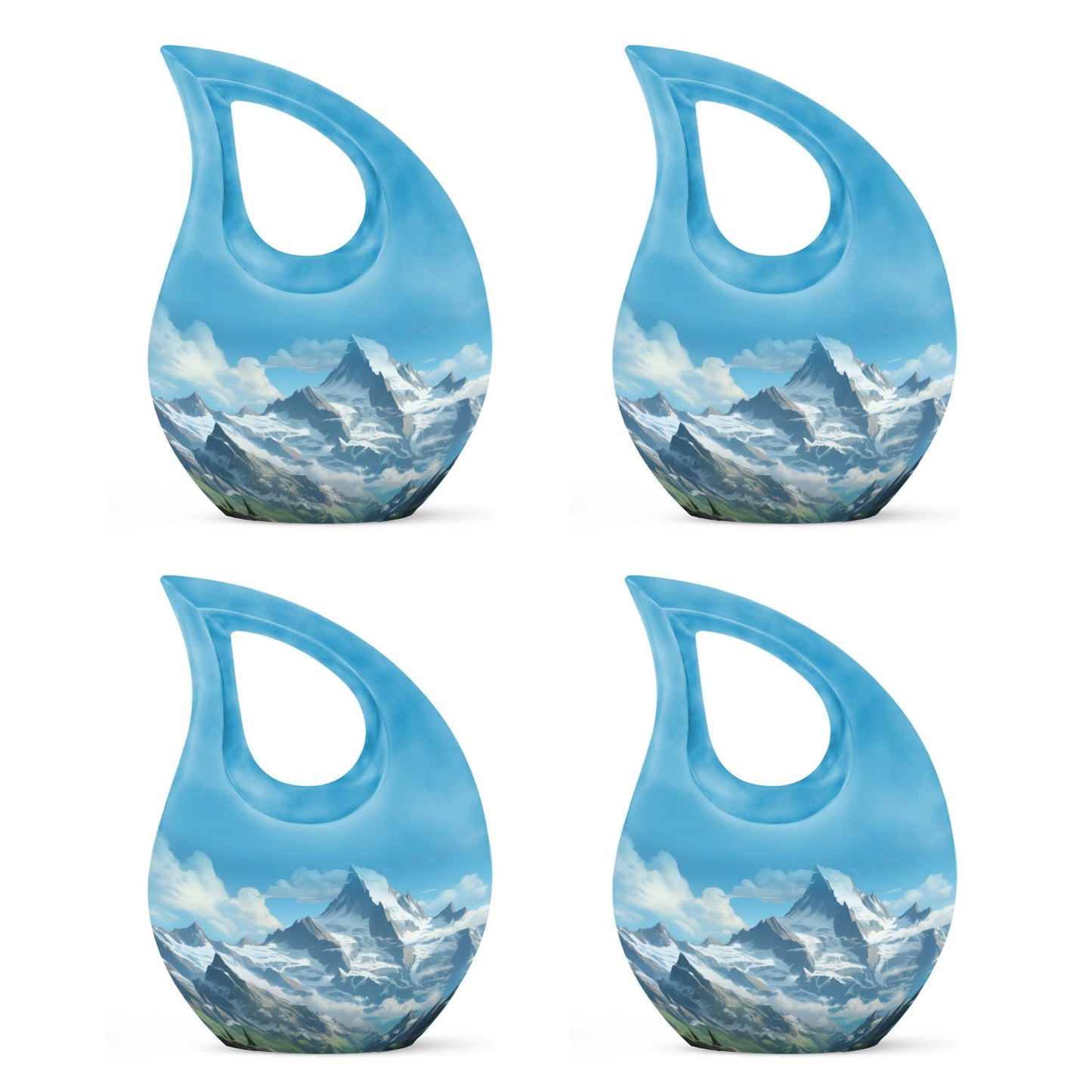 10-inch Mountain themed Cross Drop urn in Aluminium for Dad's ashes