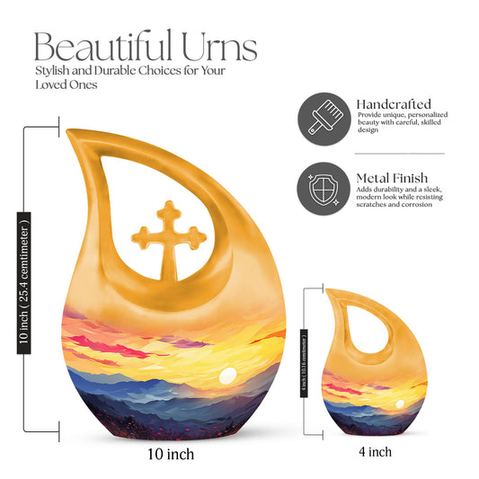 10-inch wilderness urn with cross drop