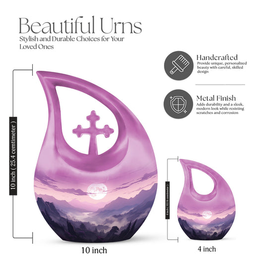 10-inch Wilderness Urn with Cross Drop Design,