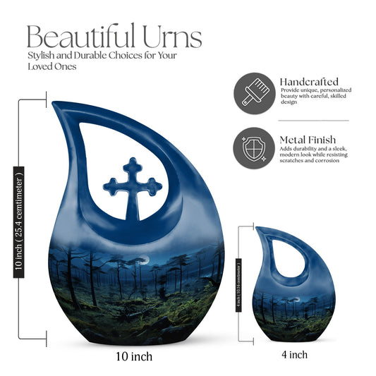 Wilderness Urn, Cross Drop Outdoor Urn with capacity