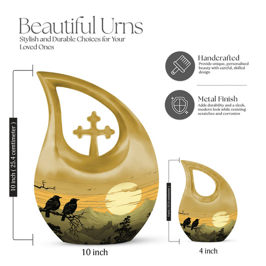 10-inch Wilderness Urn with Cross Drop Design