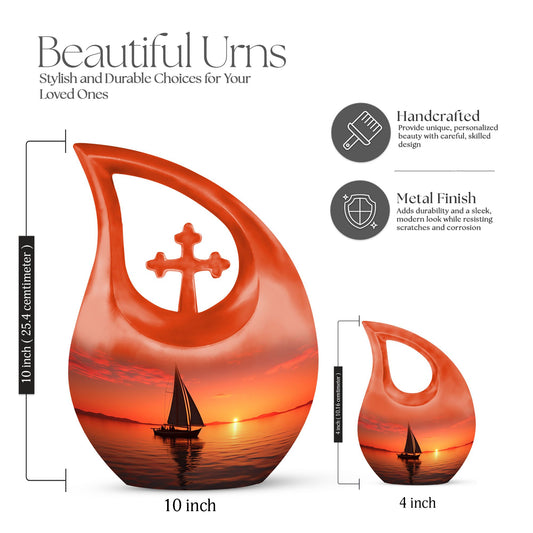 10 inch Wilderness Urn, Cross Drop design Ashes