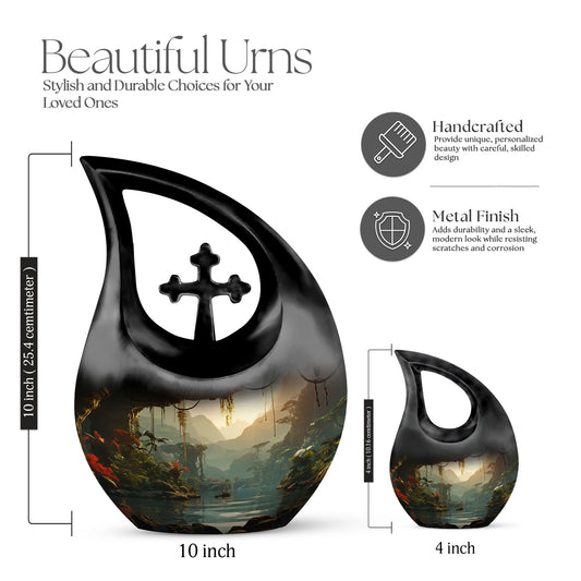 10-Inch Wilderness Urn in Cross Drop design,