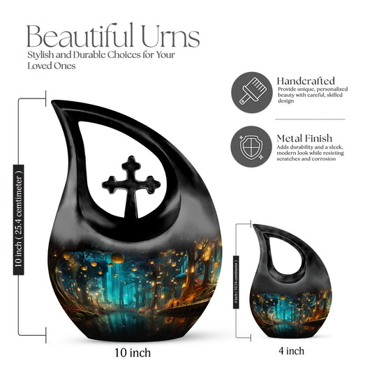 10 inch Wilderness Urn with Cross Drop